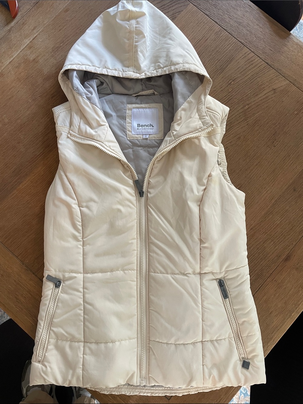 Bench Ivory Quilted Hooded Puffer Vest